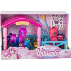Familia Unicornios con Establo y Accesorios