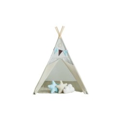 Casa Tipi Azul y Gris con Estera y Cojines