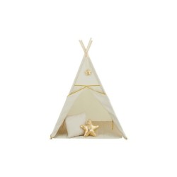 Casa Tipi Beige y Dorada con Estera y Cojines