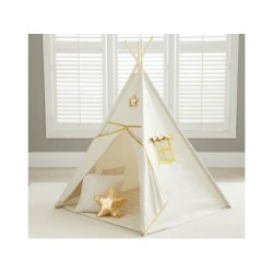 Casa Tipi Beige y Dorada con Estera y Cojines