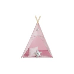 Casa Tipi Rosa y Plateada con Estera y Cojines