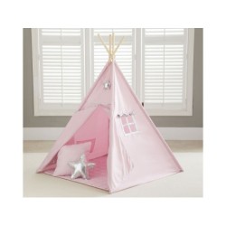 Casa Tipi Rosa y Plateada con Estera y Cojines