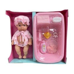 Muñeca de 26 cm. con Bañera de 31 cm. y Accesorios