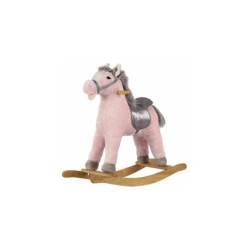 Peluche Balancín Caballo Rosa y Gris