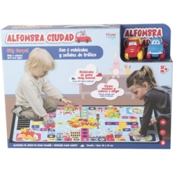 Alfombra Ciudad 145x98 cm. con 6 Vehículos y Señales de Tráfico