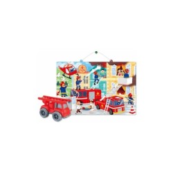 Puzzle Coloreable Bomberos con Vehículo Fricción