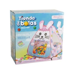 Casa de Tela Conejo 108x105x105cm Con 100 Bolas 7cm