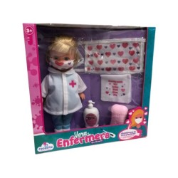 Muñeca 28 cm. Enfermera con Mascarilla y Accesorios