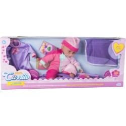 Muñeca 33 cm. con Carro Plegable y Accesorios