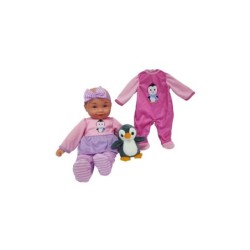 Set Muñeca Bebé 35 cm. con Traje y Peluche Pingüino