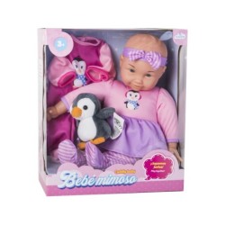Set Muñeca Bebé 35 cm. con Traje y Peluche Pingüino