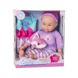 Set Muñeca Bebé 35 cm. con Traje y Peluche Delfín