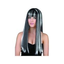 Peluca para Adulto Larga de Color Blanca y Negra